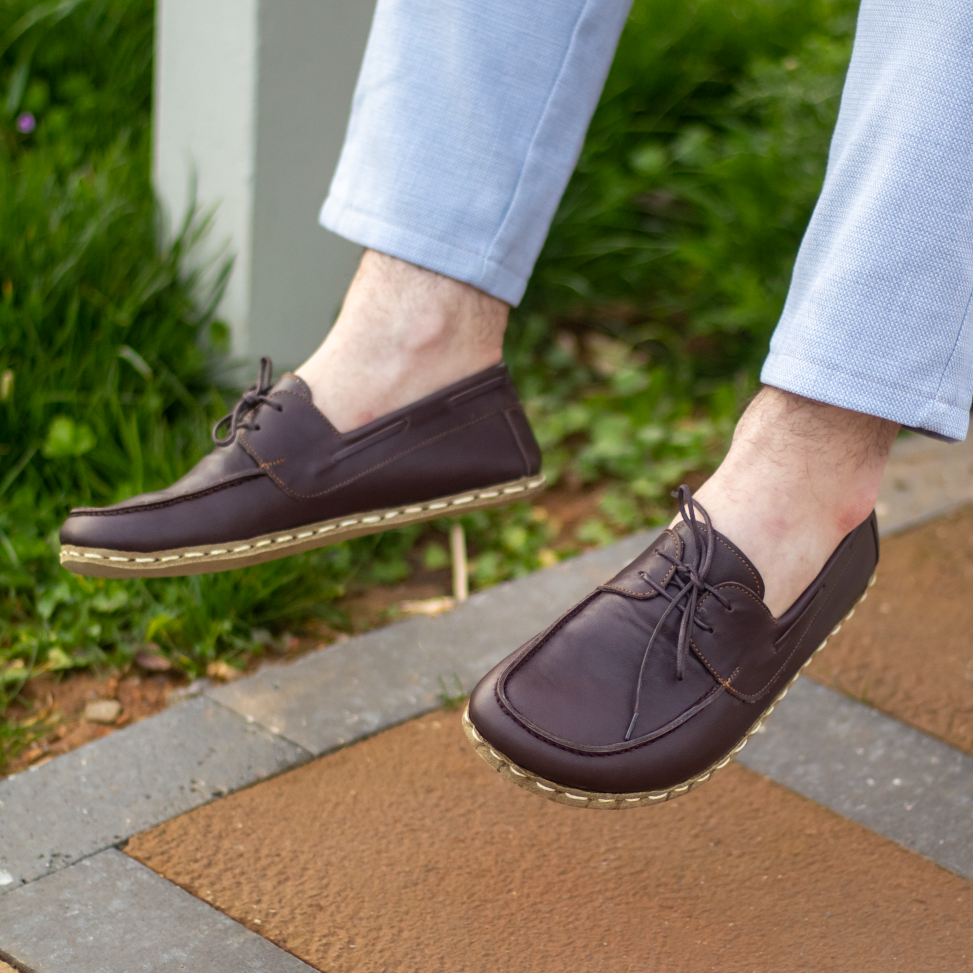 Bitter Brown Men's Leather Earthing Barefoot Shoes-Men Barefoot Shoes Modern-Nefes Shoes-5-Nefes Shoes