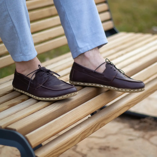 bitter brown mens leather earthing barefoot shoes