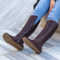 Bitter Brown Women's Leather Barefoot Earthing Long Boots-Horse Boots Women-Nefes Shoes-5-Nefes Shoes