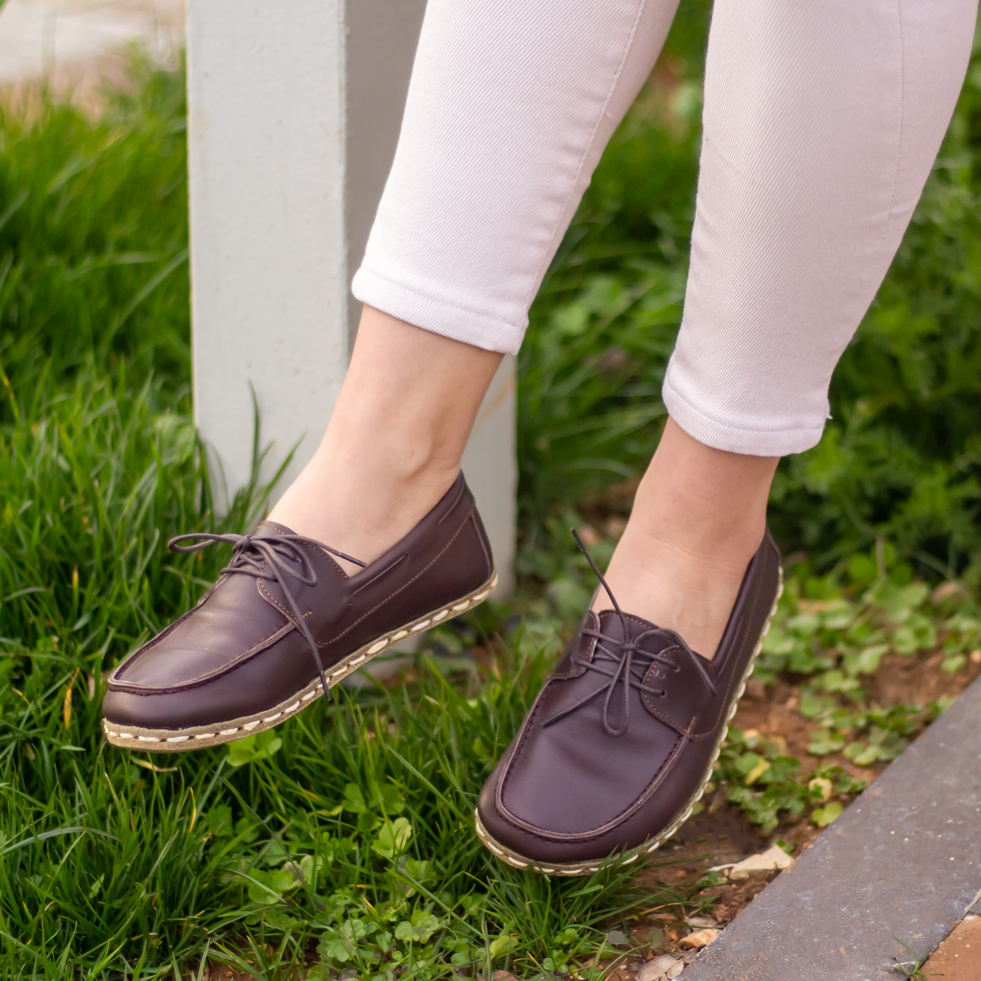 Bitter Brown Women's Leather Earthing Barefoot Shoes-Women Loafers-Nefes Shoes-5-Nefes Shoes