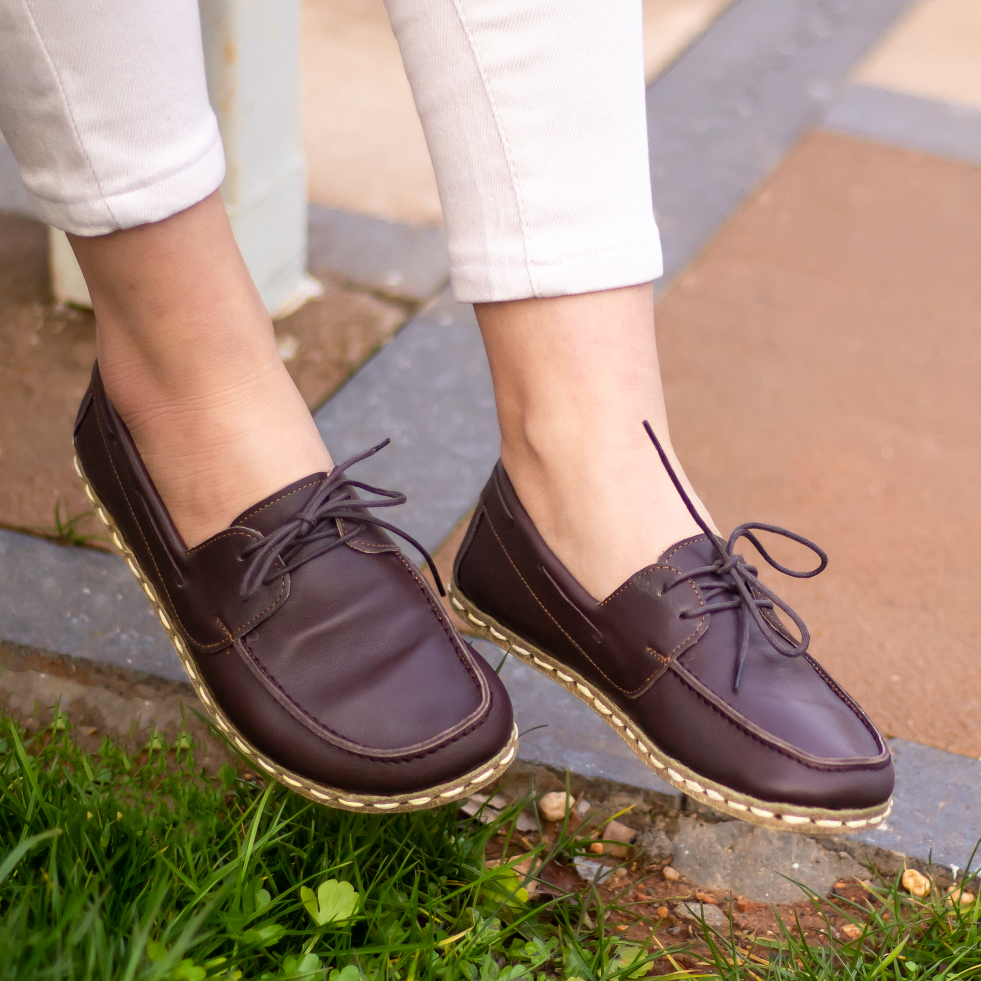 Bitter Brown Women's Leather Earthing Barefoot Shoes-Women Loafers-Nefes Shoes-5-Nefes Shoes