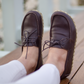 Bitter Brown Women's Leather Earthing Barefoot Shoes-Women Loafers-Nefes Shoes-5-Nefes Shoes