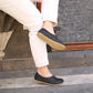 black womens handmade barefoot loafers