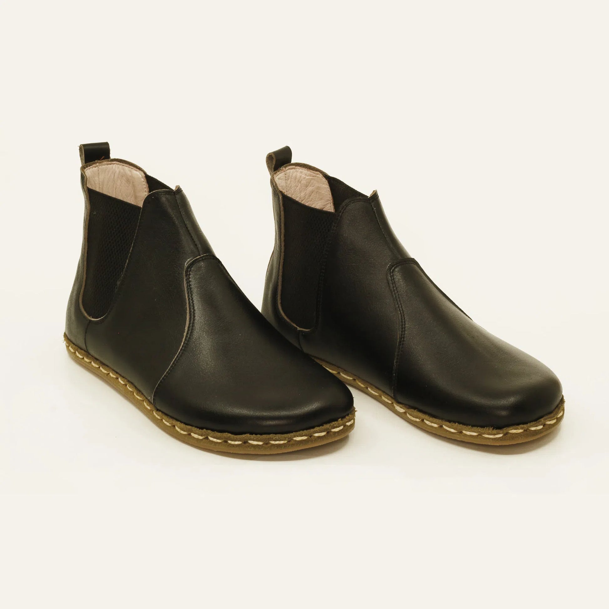 black womens handmade chelsea barefoot leather boots