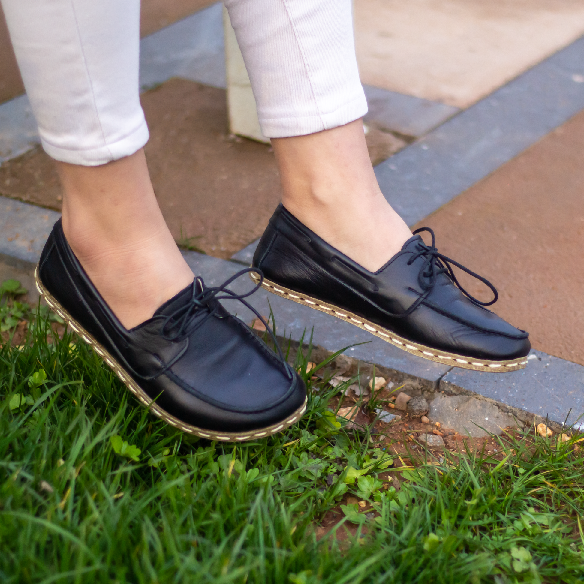 Black Women's Leather Earthing Barefoot Shoes-Women Loafers-Nefes Shoes-5-Nefes Shoes