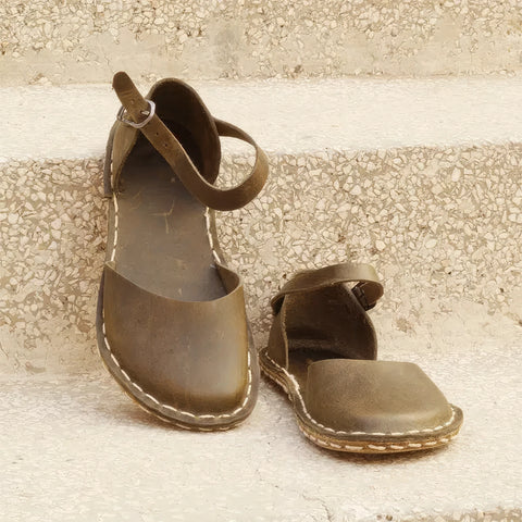 boho style olive green barefoot summer sandals