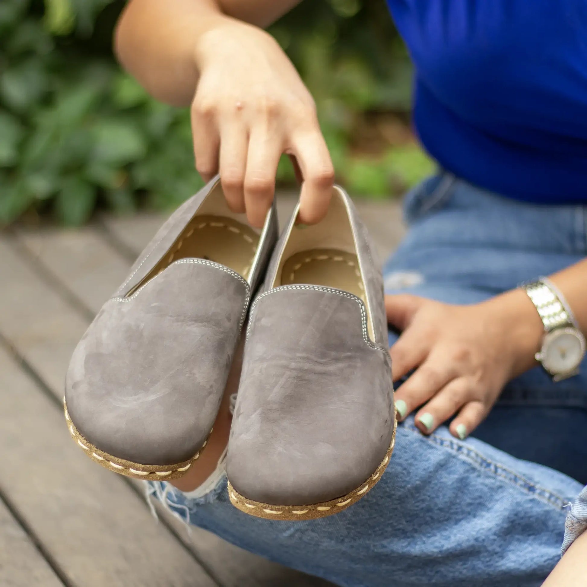 breathable womens shoes barefoot nubuck gray