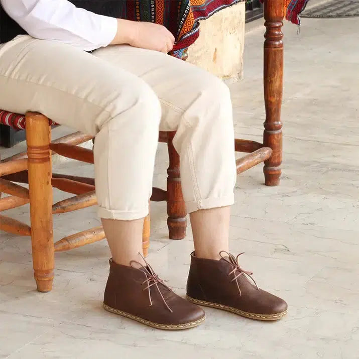 Brown Oxford Boots Women's-Women's Boots-nefesshoes-3-Nefes Shoes