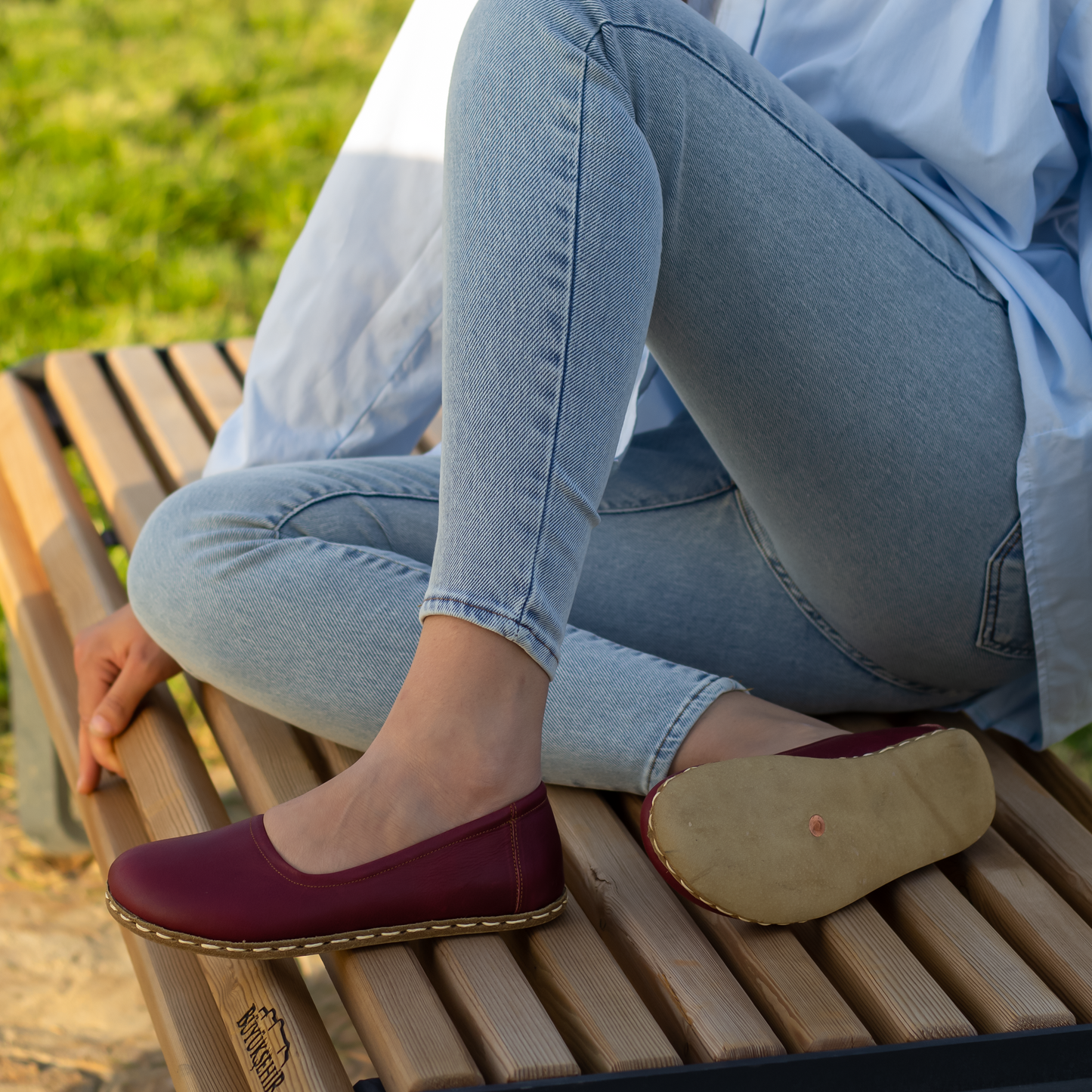 Handmade Barefoot Leather Shoes for Women in Burgundy-Nefes Shoes