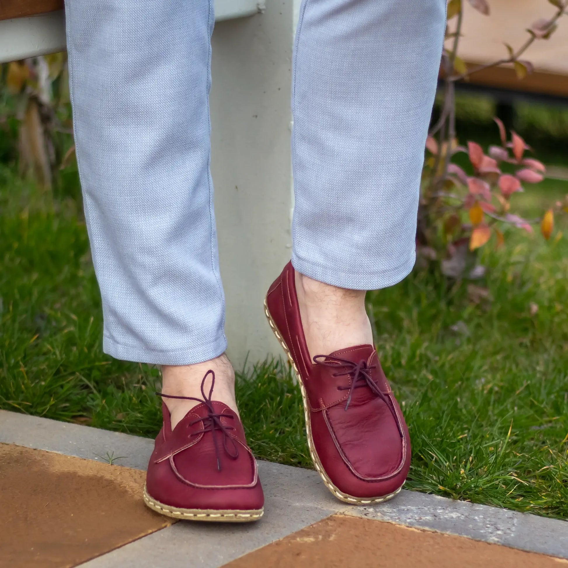 burgundy barefoot earthing grounding leather shoes men