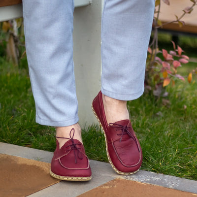 burgundy barefoot earthing grounding leather shoes men