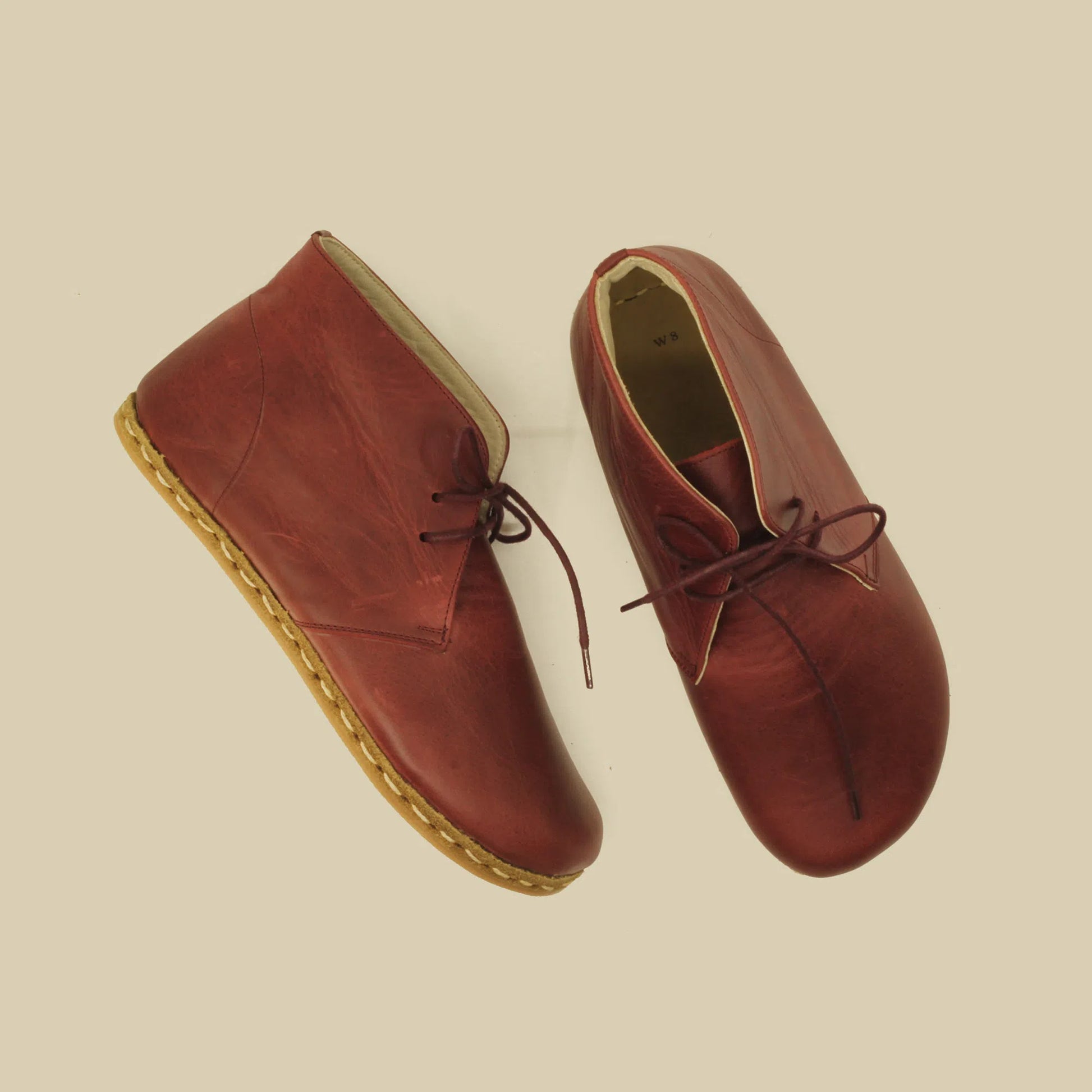 Burgundy Barefoot Leather Men's Laced Short Boots-Ayakkabılar-nefesshoes-5-Nefes Shoes