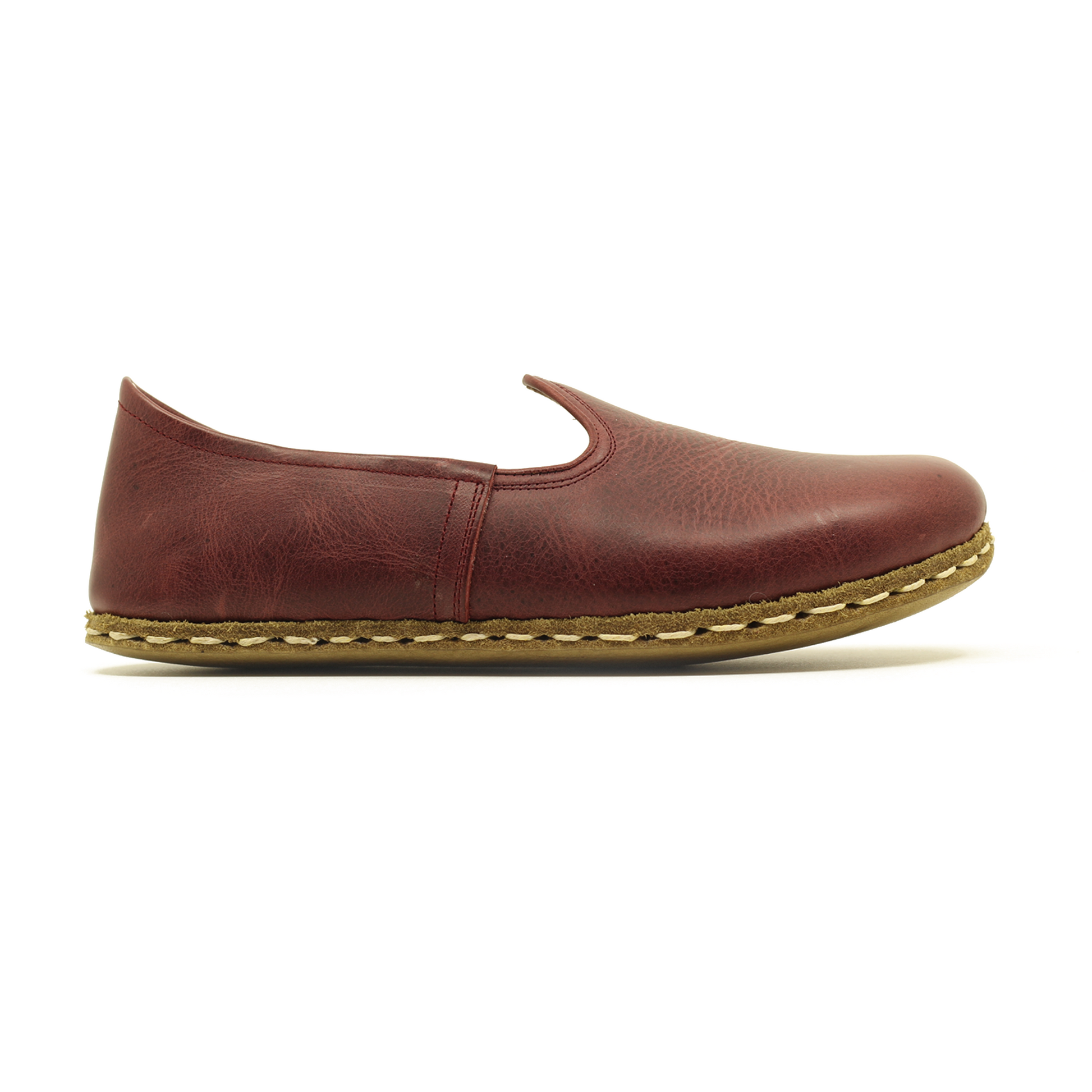 Burgundy Barefoot Leather Shoes Flat for Women-Women Barefoot Shoes Classic-nefesshoes-3-Nefes Shoes