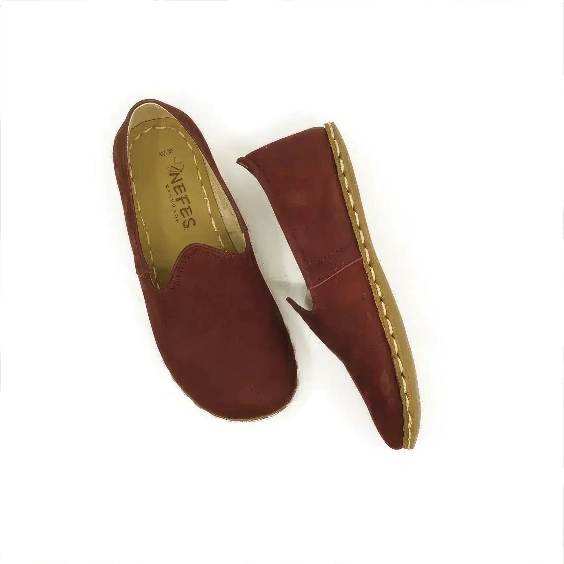 burgundy leather barefoot shoes men grounding fit