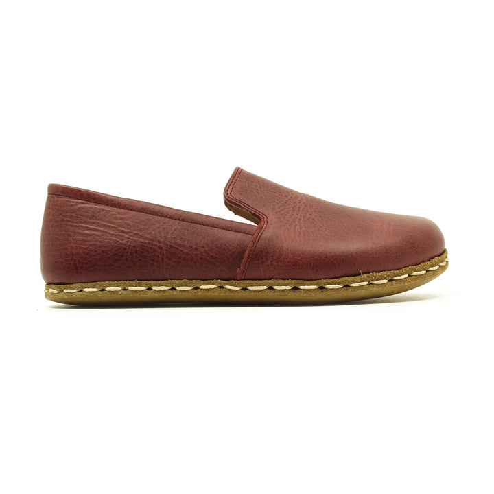 burgundy mens barefoot leather shoes