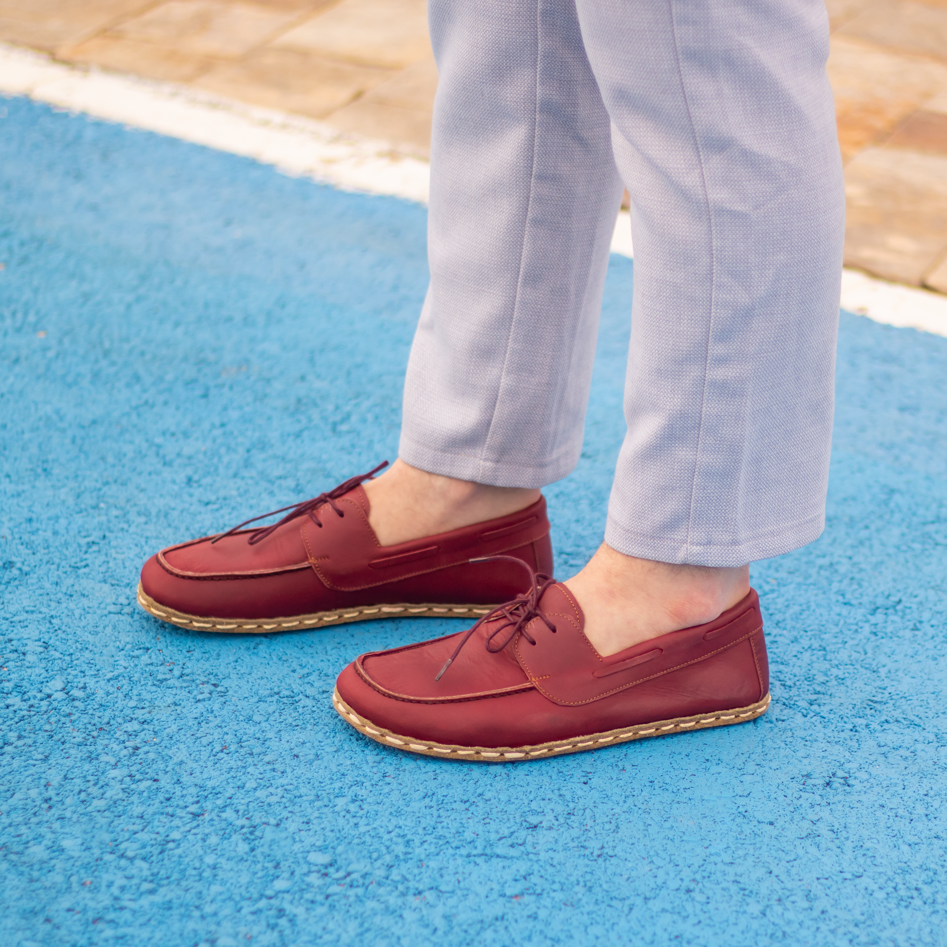 Burgundy Men's Leather Earthing Barefoot Shoes-Men Barefoot Shoes Modern-Nefes Shoes-5-Nefes Shoes