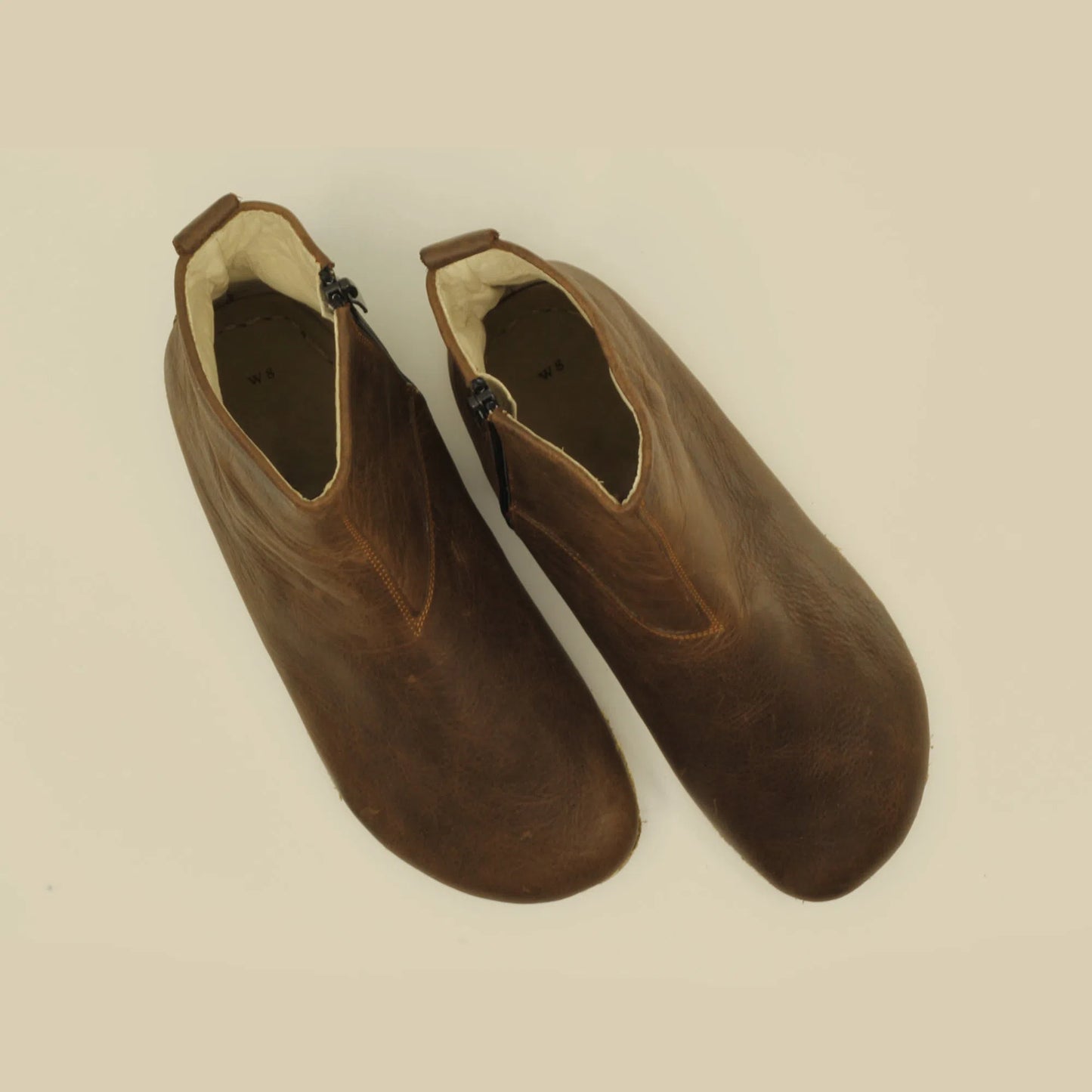 casual barefoot boots women crazy classic brown zip design