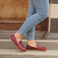 casual barefoot shoes womens burgundy outfit
