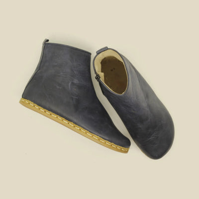 casual navy blue barefoot boots for women with zipper