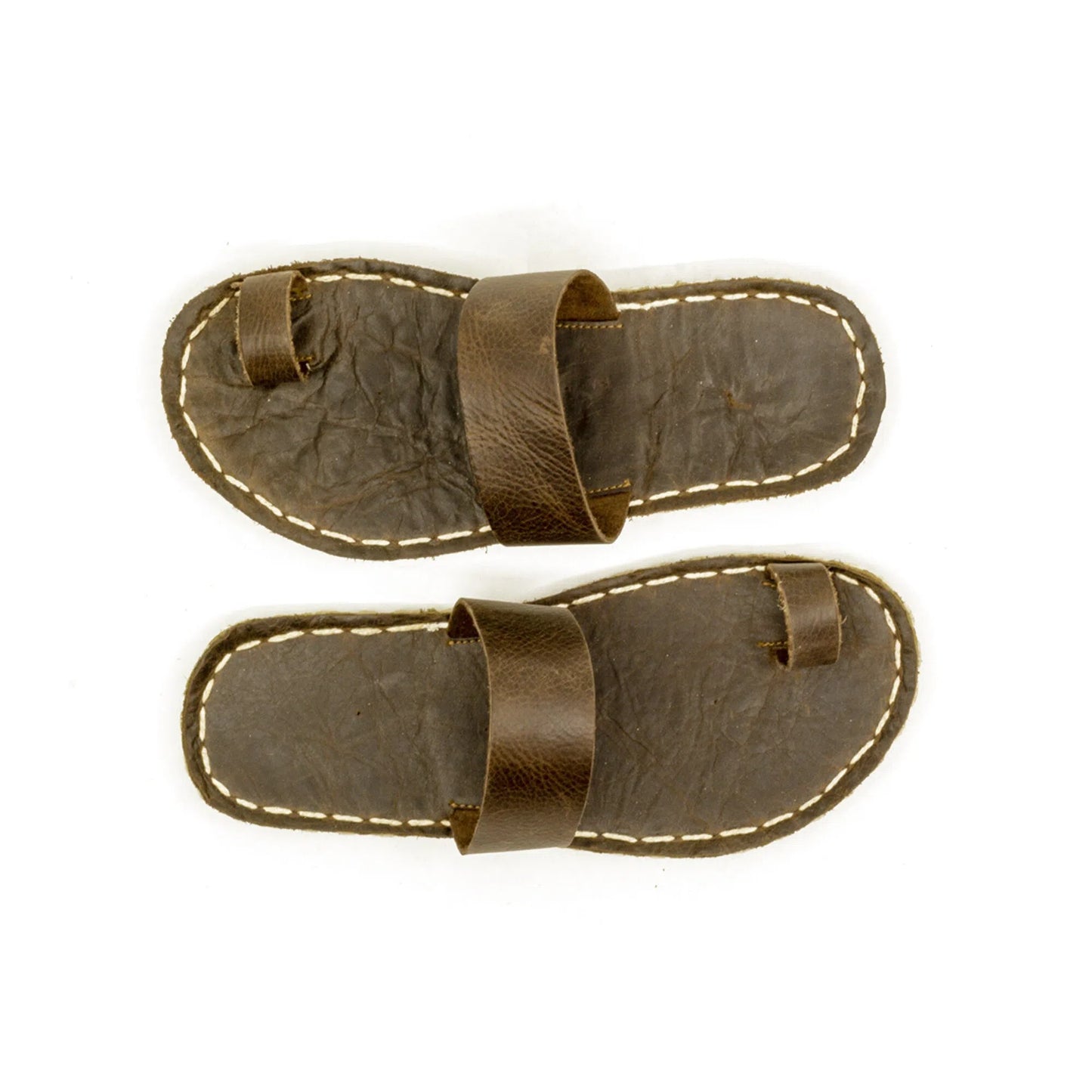 casual one toe slippers brown leather for men