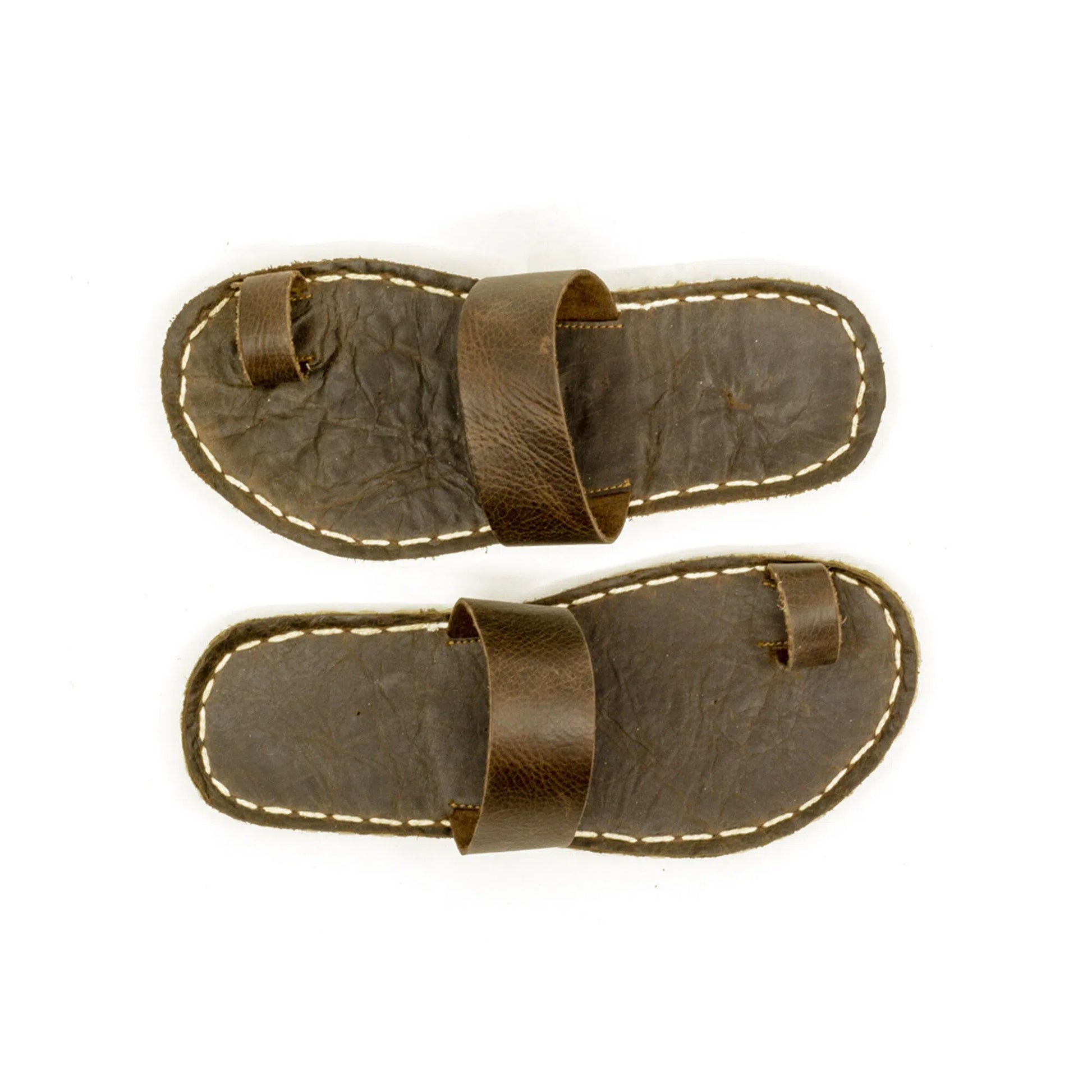 casual one toe slippers brown leather for men