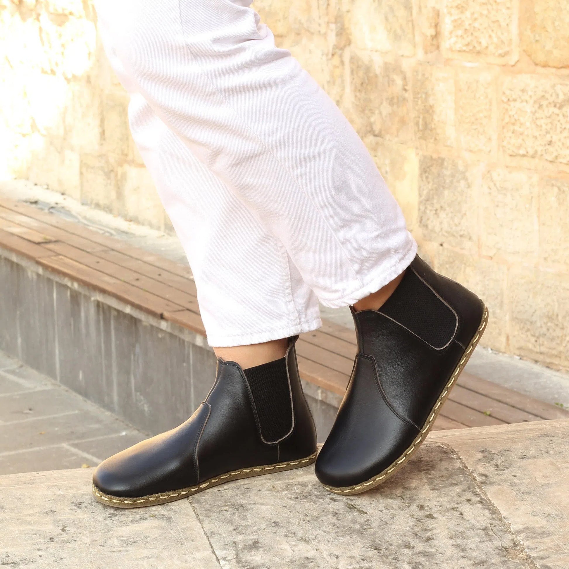 chelsea barefoot black handmade womens boots