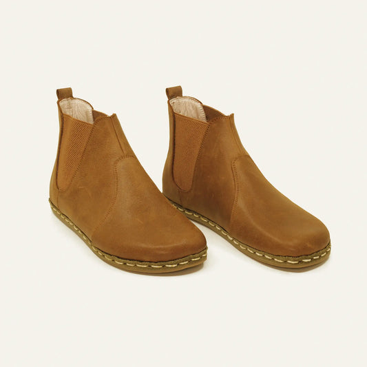 chelsea barefoot boots matte brown handmade mens