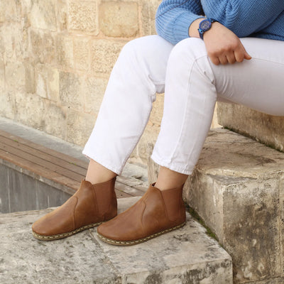 chelsea barefoot boots matte brown handmade womens