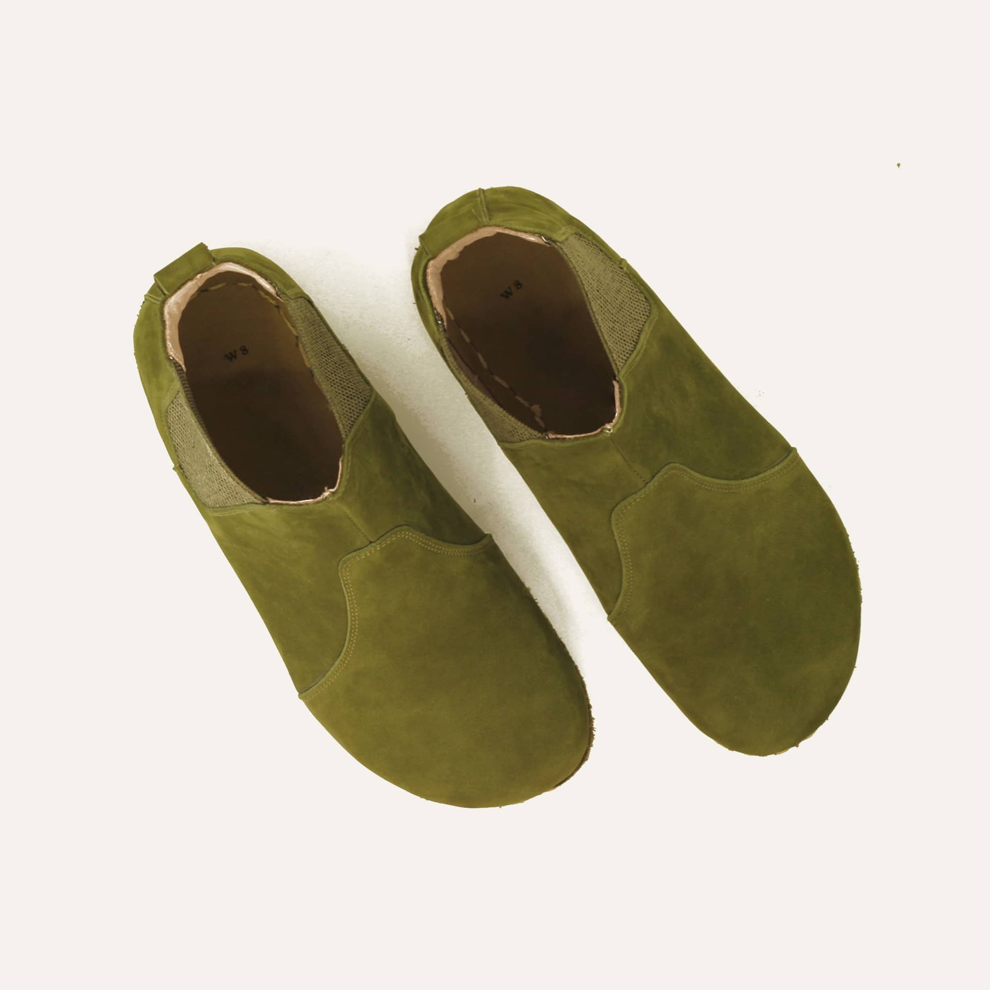 chelsea barefoot boots nubuck green handmade mens