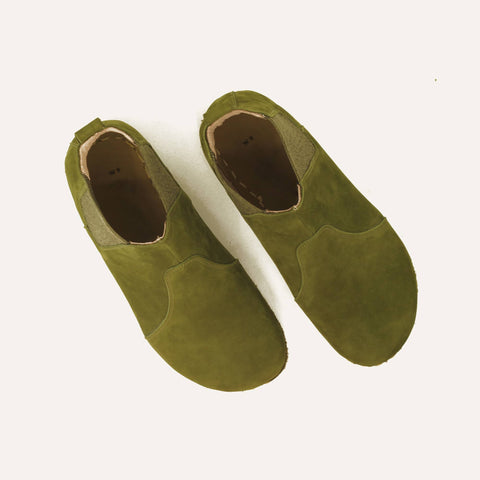 chelsea barefoot boots nubuck green handmade mens