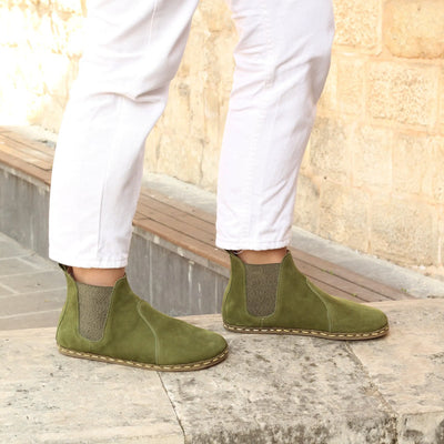 chelsea barefoot green handmade womens boots