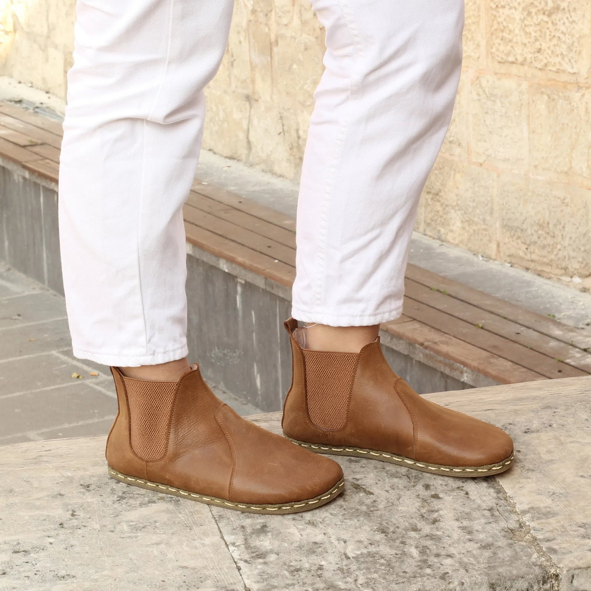 chelsea barefoot matte brown handmade womens boots