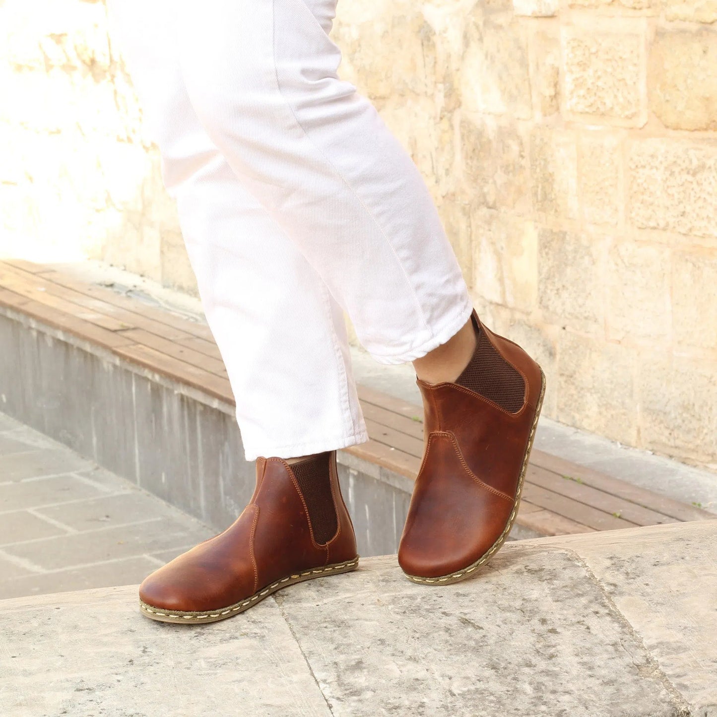 Chelsea Boots Handmade Brown Barefoot Women's-Chelsea Boots-nefesshoes-4-Nefes Shoes