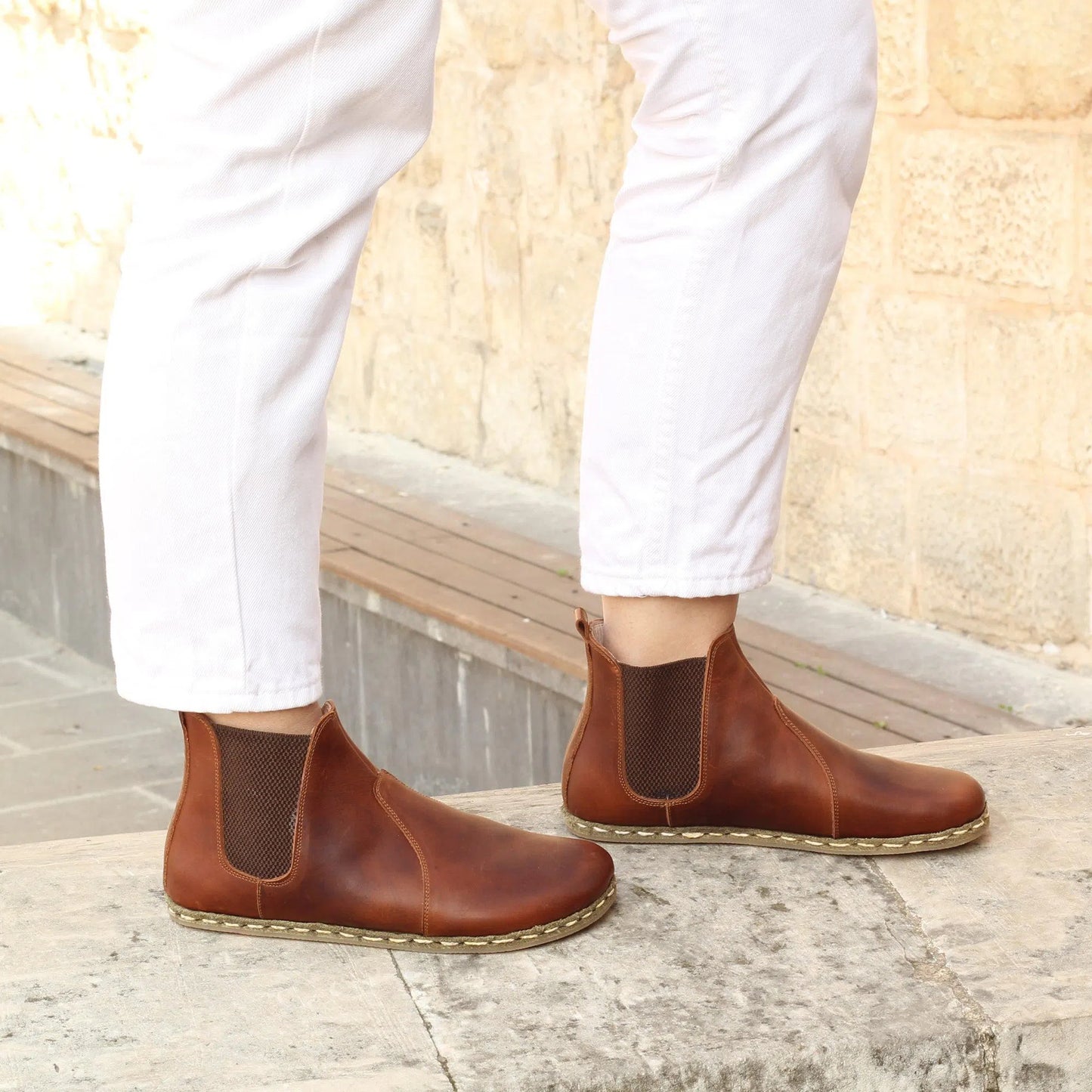 Chelsea Boots Handmade Brown Barefoot Women's-Chelsea Boots-nefesshoes-4-Nefes Shoes