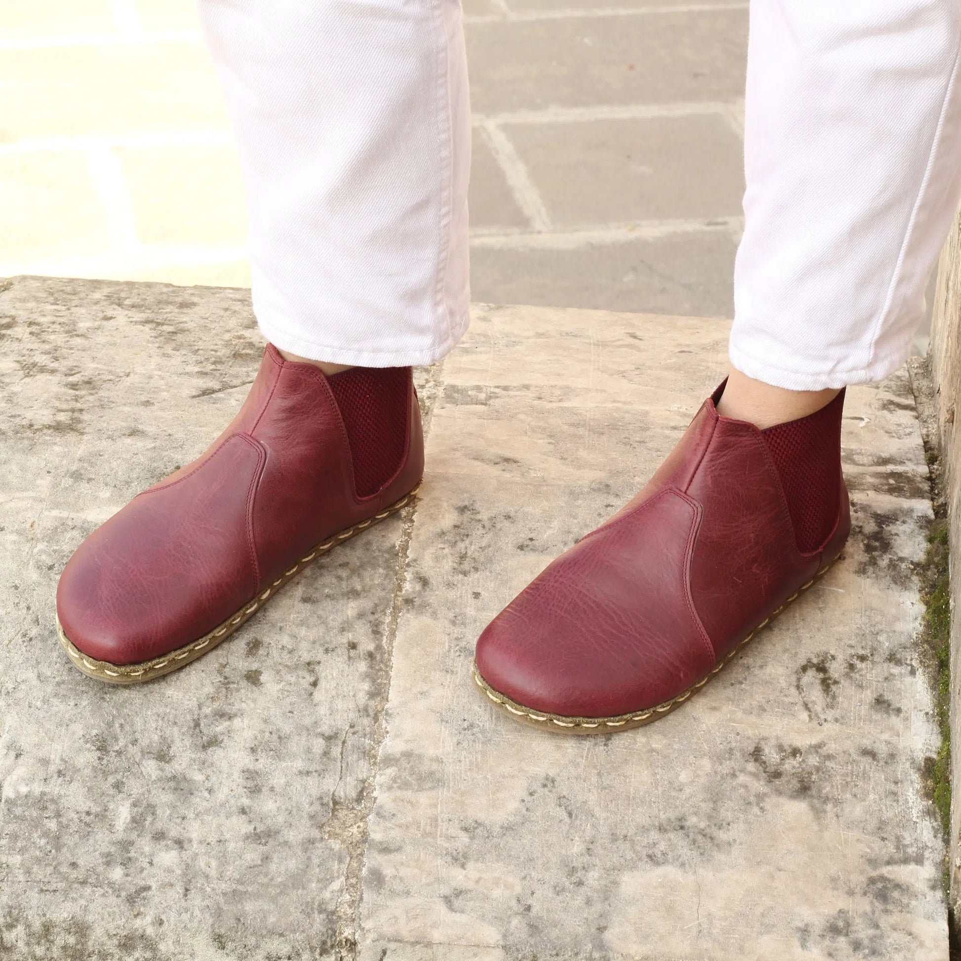 Chelsea Boots Handmade Burgundy Barefoot Women's-Chelsea Boots-nefesshoes-5-Nefes Shoes