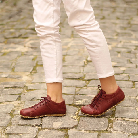 classic barefoot sneakers burgundy for women