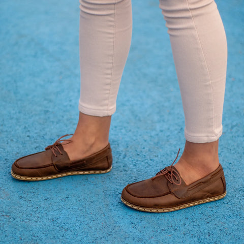 classic brown barefoot minimalist shoes for women