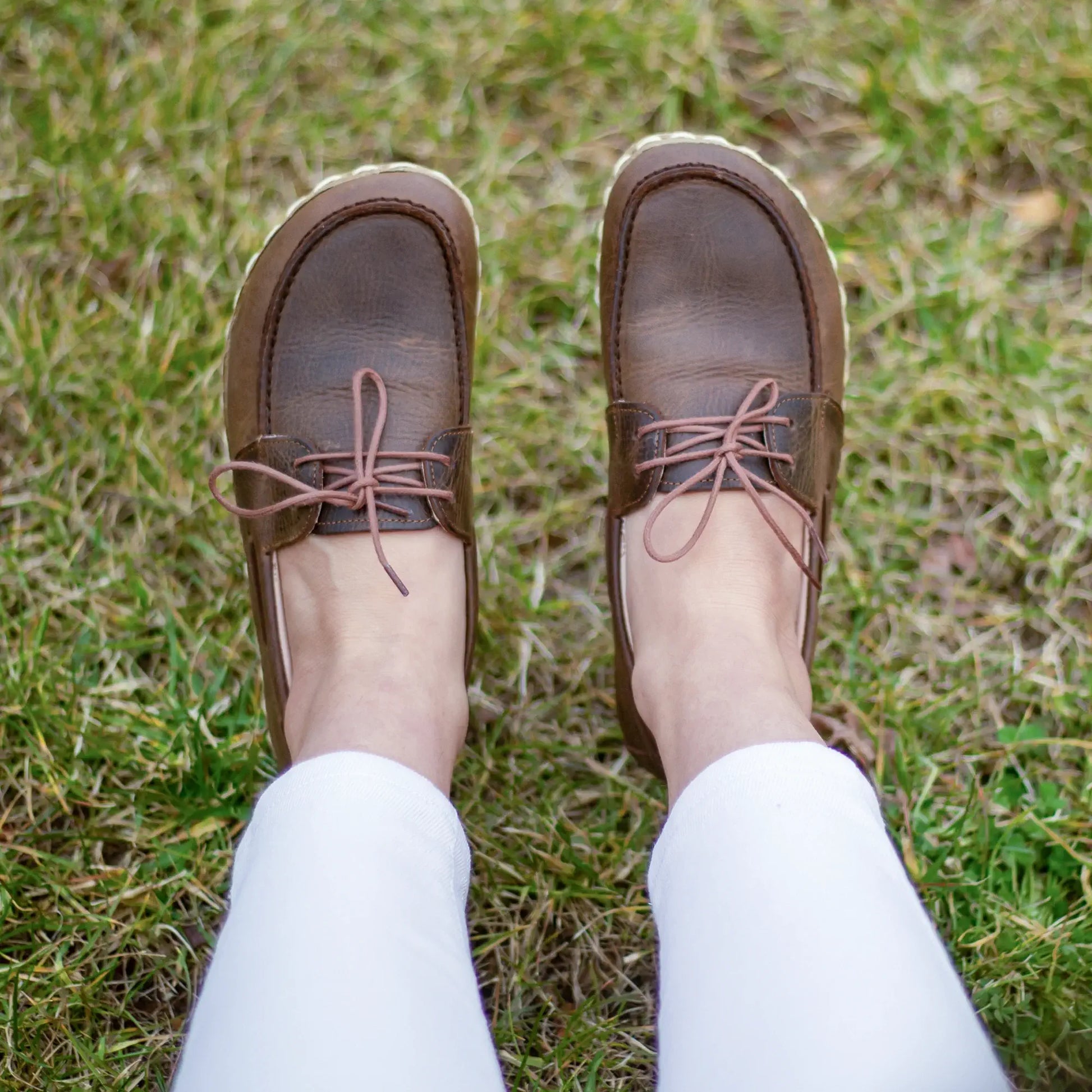 classic brown leather barefoot minimalist shoes for women