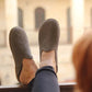 closed toe gray slippers women genuine leather