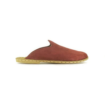 closed toe leather mens slippers burgundy