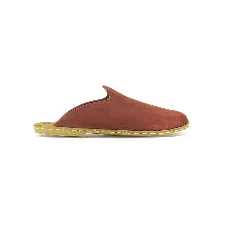 closed toe leather mens slippers burgundy