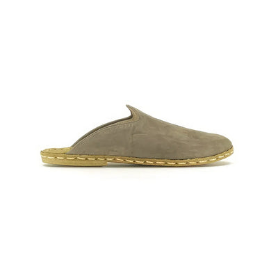 closed toe leather mens slippers gray