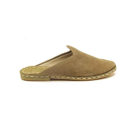 closed toe leather mens slippers nubuck brown