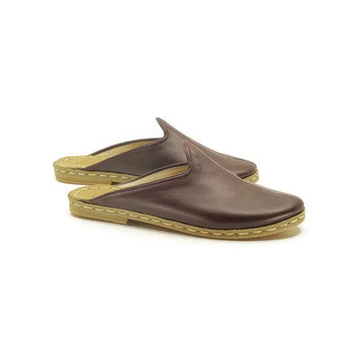 closed toe leather slippers men bitter brown