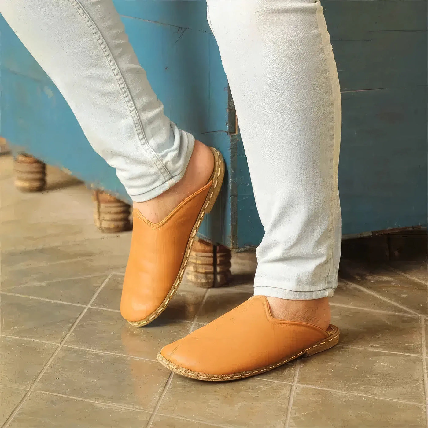 Closed Toe Leather Women's Slippers Matte Cocunat 10.5