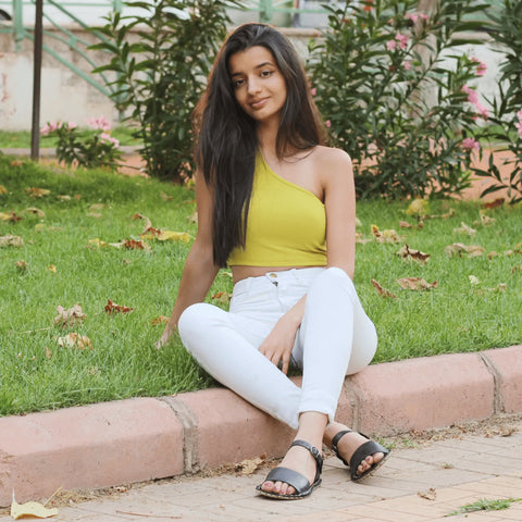 comfortable band womens black leather barefoot huarache sandals