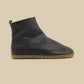 comfortable barefoot boots women navy blue zip design