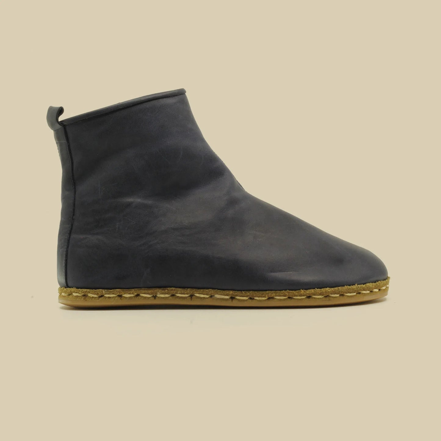 comfortable barefoot boots women navy blue zip design
