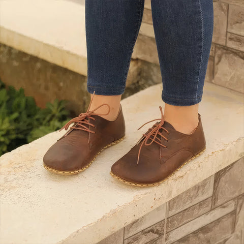 comfortable barefoot oxford shoes women brown tone