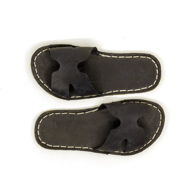 comfortable barefoot slippers men navy blue leather